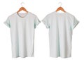 Young male in light blue t-shirt Roll up sleeves template tranparent background tee wooden hanger on empty background for man Royalty Free Stock Photo