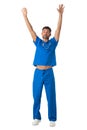 Healthcare worker with raised arms Royalty Free Stock Photo