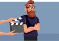 Professional Male Actor Performing on Set Vector Cartoon