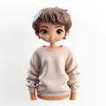 Charming Anime Style 3d Render Of Boy In Sweater