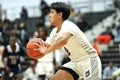 Young male player on the court at a fall Indiana high school basketball game Royalty Free Stock Photo