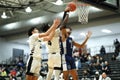 Young male players on the court at a fall Indiana high school basketball game Royalty Free Stock Photo