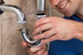 Plumber Fitting Sink Pipe Royalty Free Stock Photo