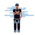 Young male rapper flat style Royalty Free Stock Photo