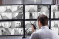 Security Guard Monitoring CCTV Footage Royalty Free Stock Photo