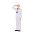 Young male skipper, cabin boy or steward nautical crew member cartoon character isolated on white