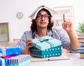 Young male student preparing for exams during Christmas Royalty Free Stock Photo