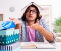 Young male student preparing for exams during Christmas Royalty Free Stock Photo