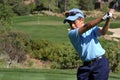 Young male about to tee off