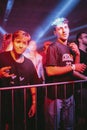 Young males smiling during the electronic music festival Electrifinity in Bad Aibling,Germany