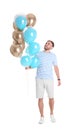 Young man with air balloons Royalty Free Stock Photo