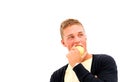 Young man with apple Royalty Free Stock Photo