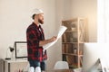 Young man architect working in the office ocuupation Royalty Free Stock Photo