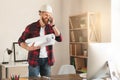 Young man architect working in the office ocuupation Royalty Free Stock Photo