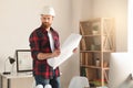 Young man architect working in the office ocuupation Royalty Free Stock Photo