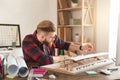 Young man architect working in the office ocuupation Royalty Free Stock Photo