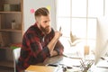 Young man architect working in the office ocuupation Royalty Free Stock Photo