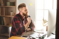 Young man architect working in the office ocuupation Royalty Free Stock Photo