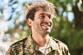 Young man army soldier smiling confident at park Royalty Free Stock Photo