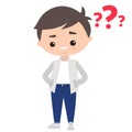 Young man asking a question. Cartoon illustration