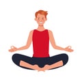 Young man athlete practicing yoga character