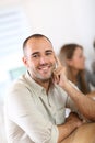 Young man attending business class Royalty Free Stock Photo