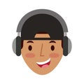 young man avatar character with headphone audio
