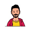 Young man avatar in minimal style. A hipster with a beard, the signature character for the logo. Vector. Fashionable modern style.