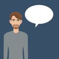 Young man beard bubble speech icon Royalty Free Stock Photo