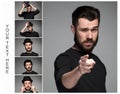 Young man with beard and mustaches, finger pointing towards the camera Royalty Free Stock Photo