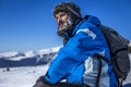 Young man with beard resting during the climbing Royalty Free Stock Photo