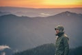 Young Man bearded standing alone outdoor Royalty Free Stock Photo