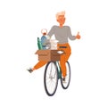 Young Man on Bicycle Carrying Plastic Bottle and Paper for Recycling Saving Earth Taking Care of Nature and Environment Royalty Free Stock Photo