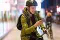 Young man on bicycle in the city Royalty Free Stock Photo