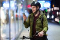 Young man on bicycle in the city Royalty Free Stock Photo