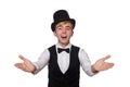 The young man in black classic vest and hat Royalty Free Stock Photo