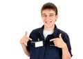 Young Man with Blank Badge