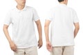 Young man in blank Polo t-shirt mockup front and back used as design template Royalty Free Stock Photo
