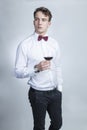 Young man with bow tie Royalty Free Stock Photo