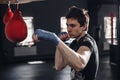 Young man boxing workout in a fitness club Royalty Free Stock Photo
