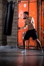 Young man boxing workout