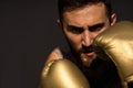 Young man boxing workout in an old building Royalty Free Stock Photo