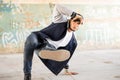 Young man breakdancing outdoors Royalty Free Stock Photo