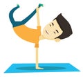 Young man breakdancing vector illustration.