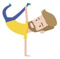 Young man breakdancing vector illustration.