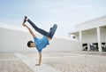 Young man breakdancing Royalty Free Stock Photo