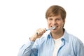 Young man brushing teeth Royalty Free Stock Photo