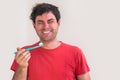 Young man brushing teeth in the morning Royalty Free Stock Photo