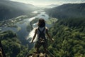 Young man before the bungee jump. Rope jumping, extreme sports and leisure activities Royalty Free Stock Photo