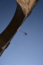 Young man bungee jumper hanging on a cord Royalty Free Stock Photo